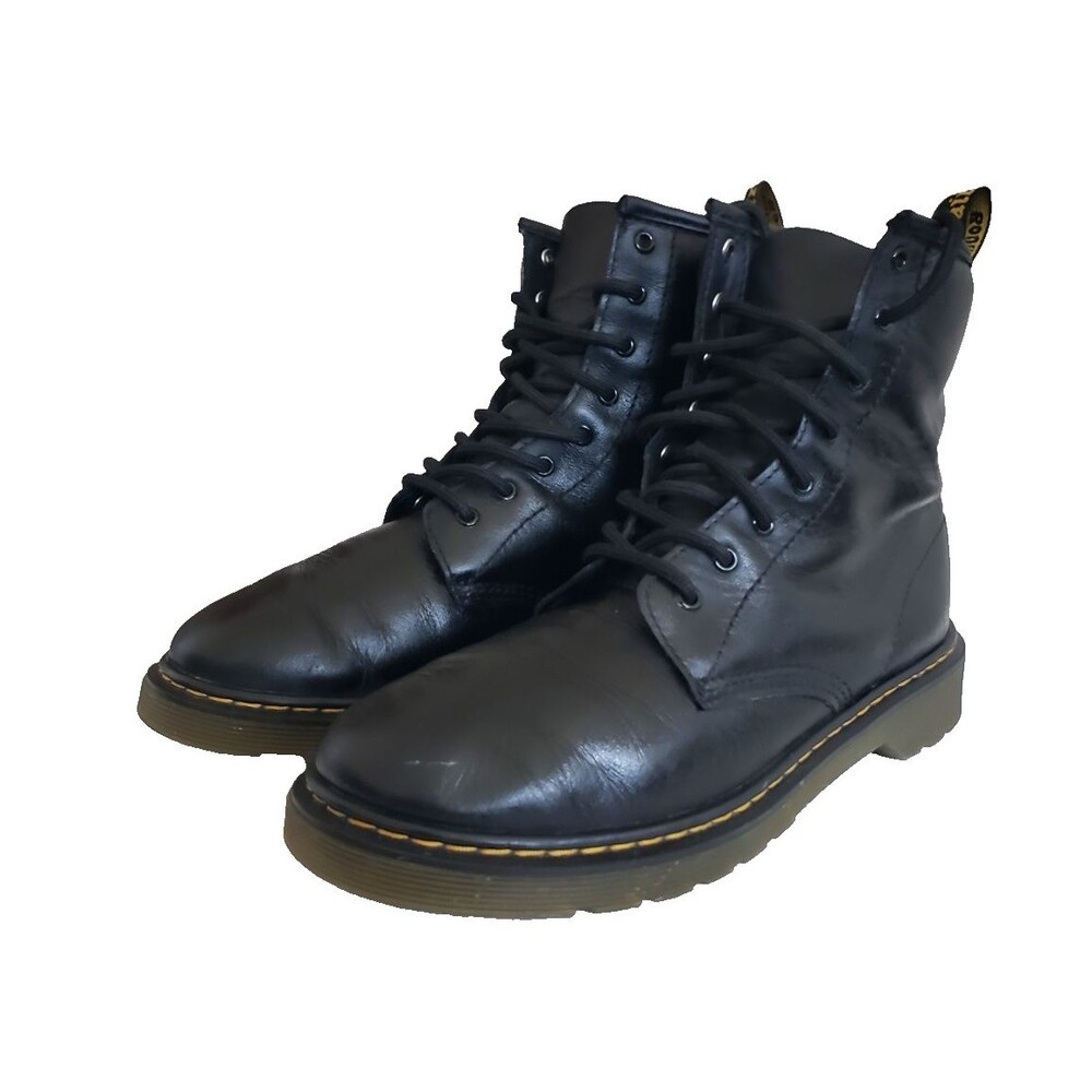 Dr. Martens 1460 Y Youth Black Leather Lace Up Side Zip Combat Boots Girls Sz 6